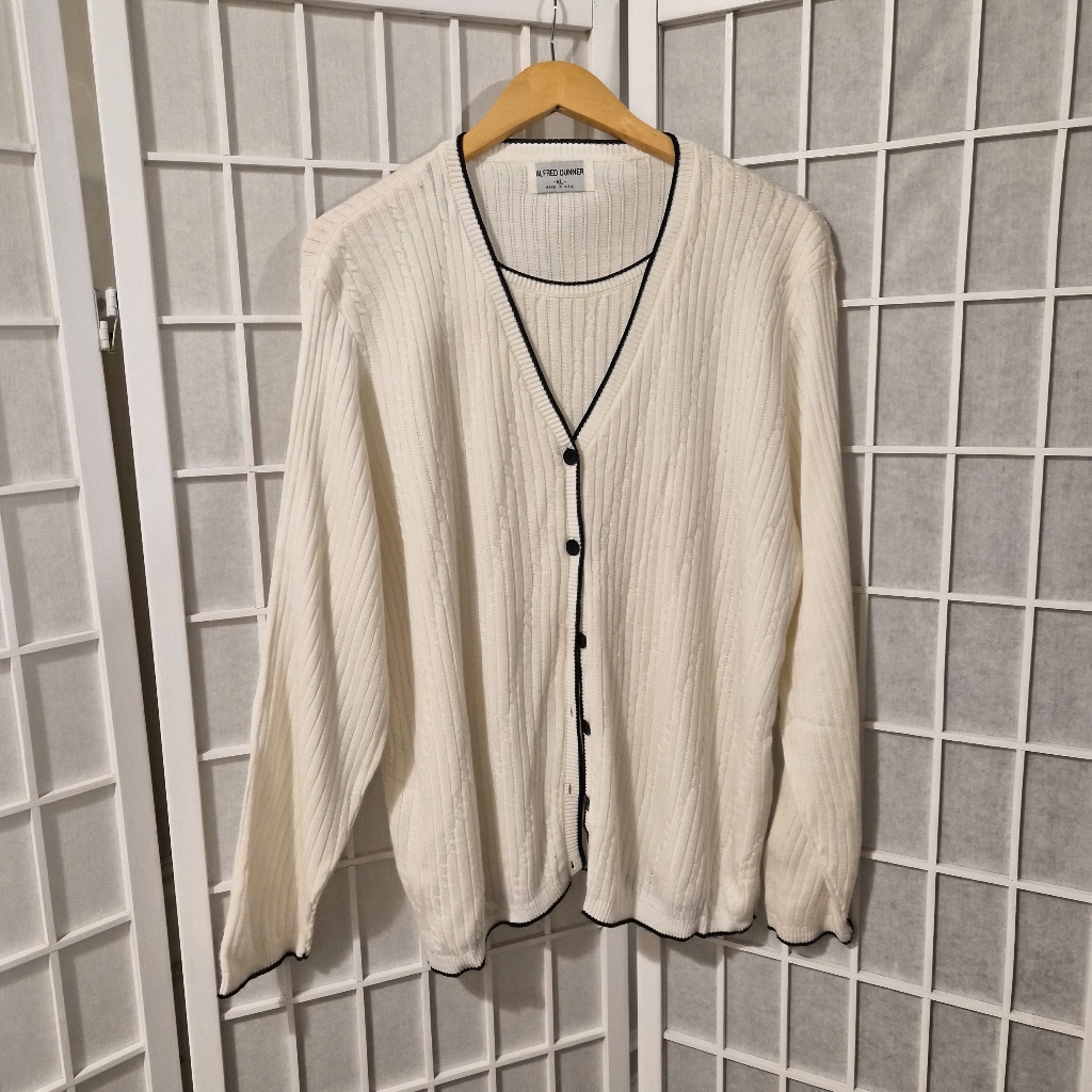 Vintage Cable Knit Sweater Cardigan Size L
